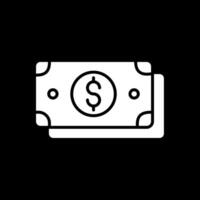 dollar facture glyphe inversé icône conception vecteur