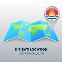 icône de localisation de kiribati sur la carte du monde, icône de broche ronde de kiribati vecteur