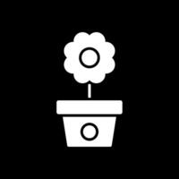 fleur pot glyphe inversé icône conception vecteur