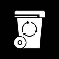 poubelle poubelle glyphe inversé icône conception vecteur