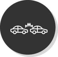 voiture crash ligne ombre cercle icône conception vecteur