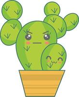 kawaii mis en pot cactus personnage avec mignonne dessin animé conception. illustration sur blanc Contexte vecteur