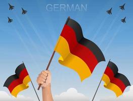 drapeaux allemands volant sous le ciel bleu vecteur