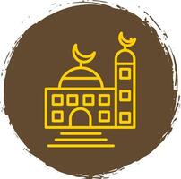 mosquée ligne cercle autocollant icône vecteur