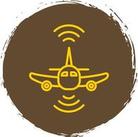 avion ligne cercle autocollant icône vecteur
