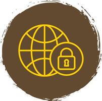 global Sécurité ligne cercle autocollant icône vecteur