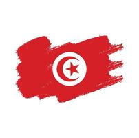 drapeau tunisien avec pinceau peint à l'aquarelle vecteur