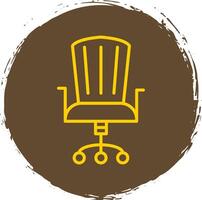 Bureau chaise ligne cercle autocollant icône vecteur