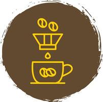 café filtre ligne cercle autocollant icône vecteur