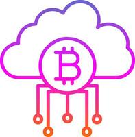 nuage bitcoin ligne cercle autocollant icône vecteur