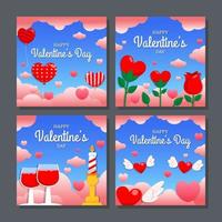 jeu de cartes d'amour pour la saint valentin vecteur