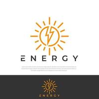 logo design illustration ligne simple énergie soleil symbole.symbole icône vecteur modèle logo d'entreprise industrielle