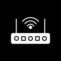 Wifi routeur glyphe inversé icône conception vecteur