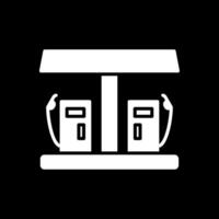 gaz station glyphe inversé icône conception vecteur