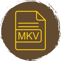 mkv fichier format ligne cercle autocollant icône vecteur
