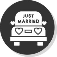 mariage voiture glyphe ombre cercle icône conception vecteur