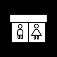 Publique toilette glyphe inversé icône conception vecteur