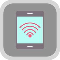 Wifi signal plat rond coin icône conception vecteur