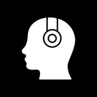 casque de musique glyphe inversé icône conception vecteur