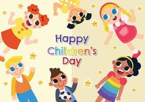 belle fête des enfants heureuse et icône d'enfant colorée vecteur