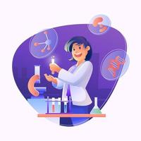 femme scientifique en biotechnologie au laboratoire de chimie vecteur