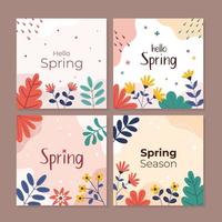 modèle de médias sociaux de saison de printemps avec un design floral nature vecteur