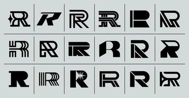 collection de plat ligne lettre r logo vecteur