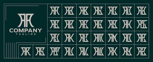 rétro ligne abstrait forme initiale lettre une aa logo ensemble vecteur