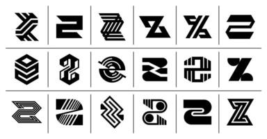 plat abstrait monogramme lettre z logo ensemble vecteur