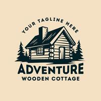 en bois cabine dans le aventure ancien logo vecteur