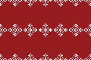 traditionnel ethnique motifs ikat géométrique en tissu modèle traverser point.ikat broderie ethnique Oriental pixel rouge Contexte. résumé,illustration. texture, Noël, décoration, papier peint. vecteur