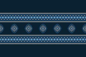 traditionnel ethnique motifs ikat géométrique en tissu modèle traverser point.ikat broderie ethnique Oriental pixel marine bleu Contexte. résumé,illustration. texture, décoration, papier peint. vecteur