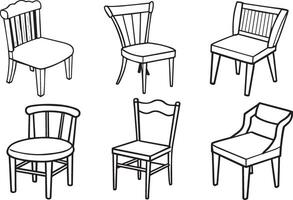 illustration de une ensemble de différent chaises sur une blanc Contexte vecteur