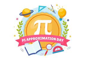 pi approximation journée illustration avec mathématique constantes ou cuit sucré tarte dans plat dessin animé Contexte vecteur