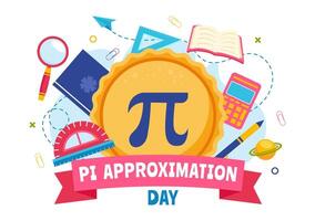 pi approximation journée illustration avec mathématique constantes ou cuit sucré tarte dans plat dessin animé Contexte vecteur