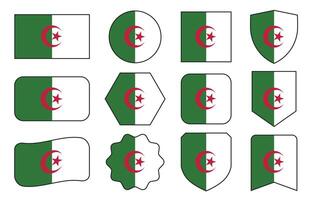 drapeau de Algérie dans moderne abstrait formes, agitant, badge, conception modèle vecteur