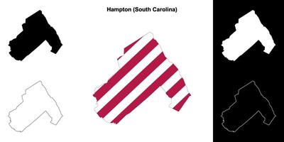 Hampton comté, Sud Caroline contour carte ensemble vecteur