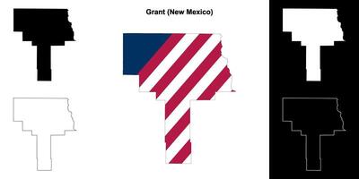 subvention comté, Nouveau Mexique contour carte ensemble vecteur