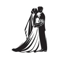 mariage couple silhouettes conception sur blanc Contexte vecteur