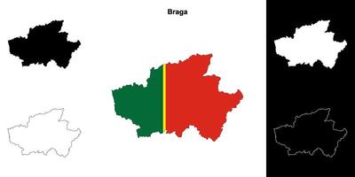 Braga district contour carte ensemble vecteur