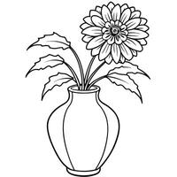 bleuet fleur sur le vase contour illustration coloration livre page conception, bleuet fleur sur le vase noir et blanc ligne art dessin coloration livre pages pour les enfants et adultes vecteur