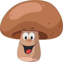 des légumes personnages collection. illustration de une marrant et souriant champignon dans dessin animé style. vecteur