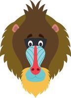 mandrill visage dans dessin animé style pour les enfants. animal visages illustration séries vecteur