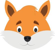 Renard visage dans dessin animé style pour les enfants. animal visages illustration séries vecteur