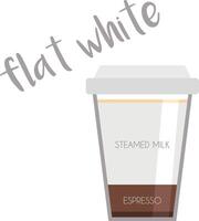 illustration de une plat blanc café tasse icône avec ses préparation et proportions. vecteur