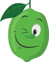 des fruits personnages collection. illustration de une marrant et souriant citron vert personnage. vecteur
