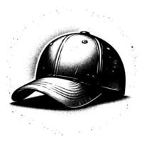 noir et blanc illustration de une Célibataire base-ball casquette vecteur