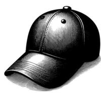 noir et blanc illustration de une Célibataire base-ball casquette vecteur