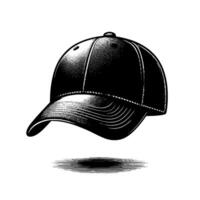 noir et blanc illustration de une Célibataire base-ball casquette vecteur