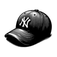 noir et blanc illustration de une Célibataire base-ball casquette vecteur